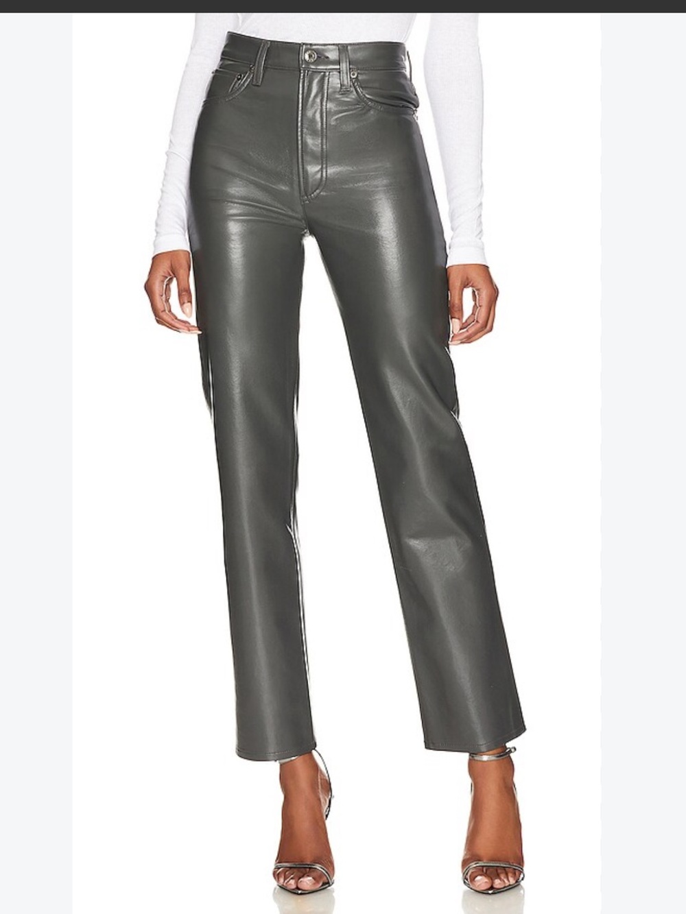 Agolde Recycled Leather 90's Pinch Waist Pant in Marker